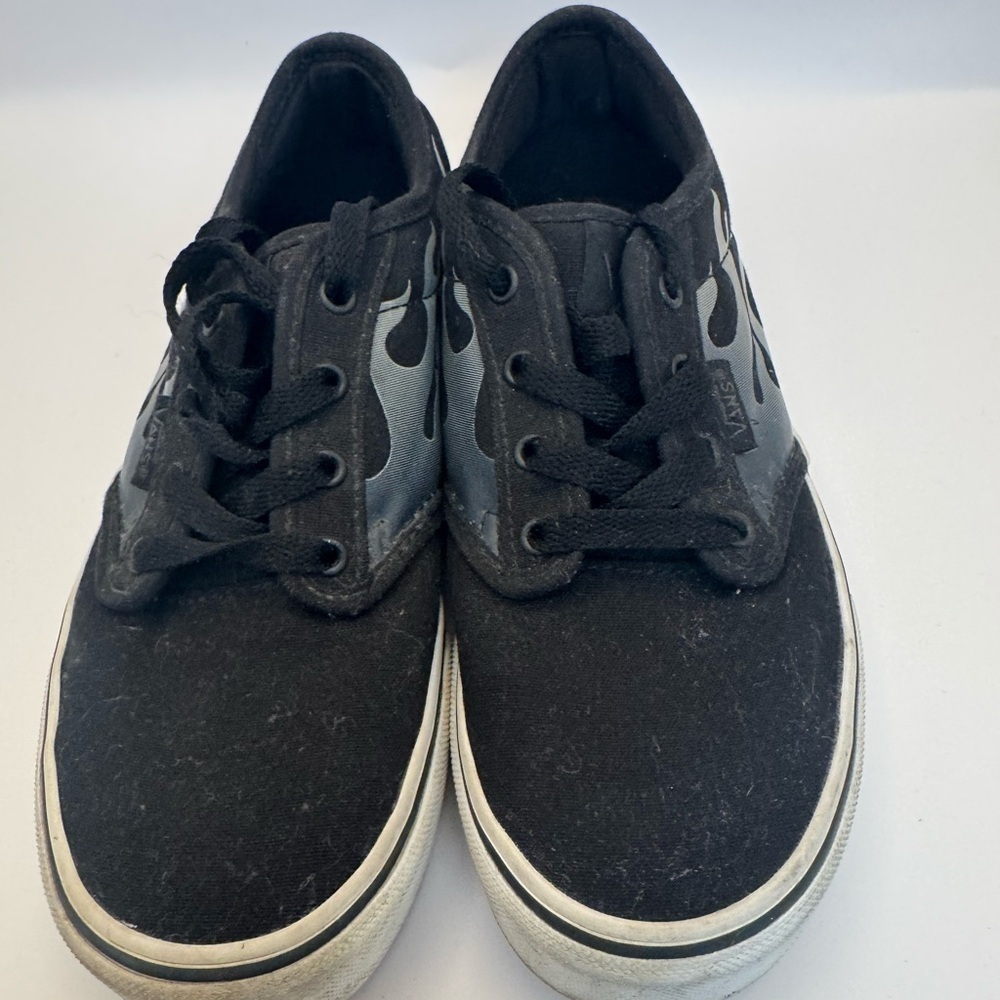 Vans Old Skool V Core Black Grey Flame Youth Skate Shoes Sneakers Sz 3